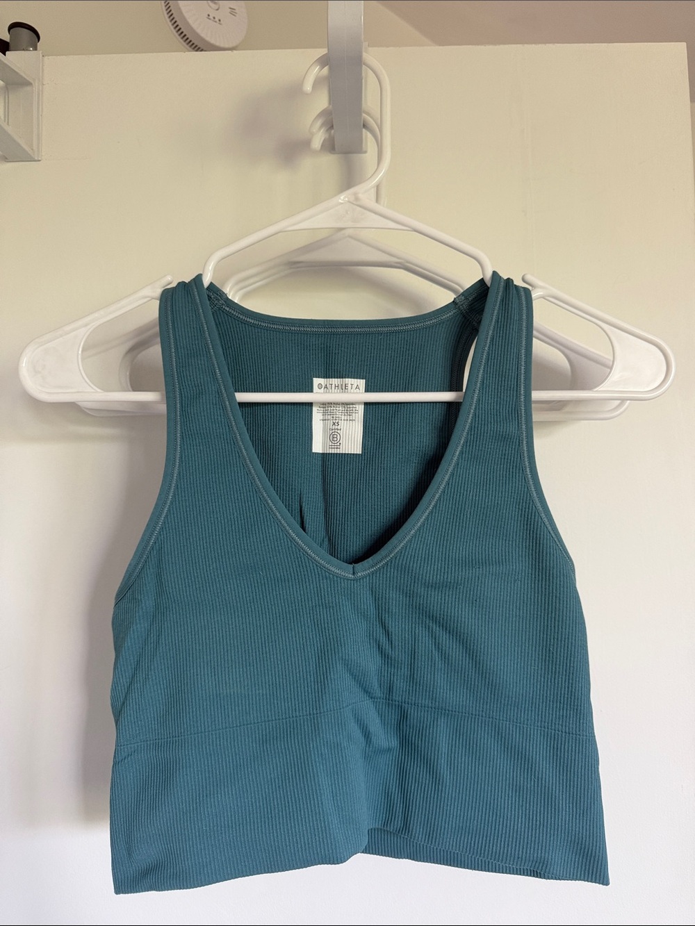 Athleta Teal Ribbed V‑Neck Crop Tank